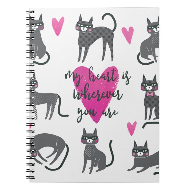 Carnet Chat mignon : illustration en lettres d'amour. (Devant)