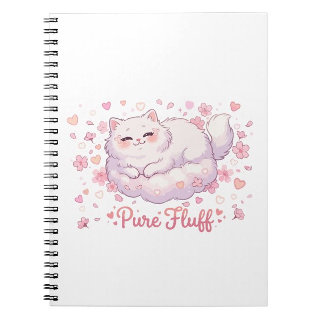 Carnet Chat Mignon Kawaii Tout en Peluche (Devant)