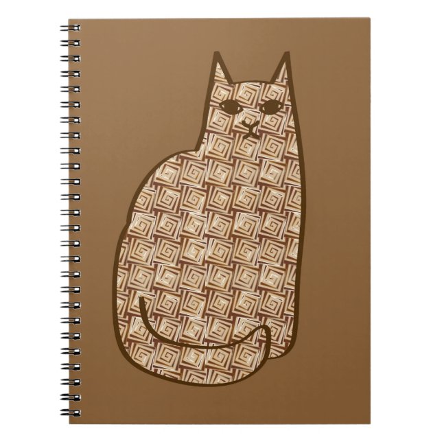Carnet Chat moderne du milieu du siècle, beige et Brown c (Devant)