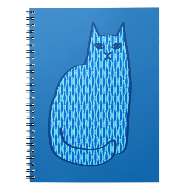 Carnet Chat moderne du milieu du siècle, Cobalt et Bleu c (Devant)