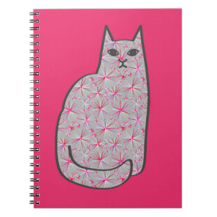 Carnet Chat moderne du milieu du siècle, gris / gris et r