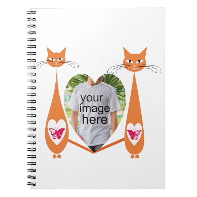 Carnet Chat modifiable Love Coeur Conception personnalisé (Devant)