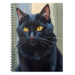 Carnet Chat Noir Aquarelle Joli Chaton