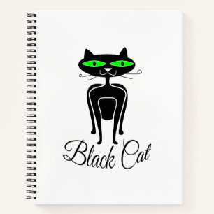 Carnet Chat noir aux yeux verts
