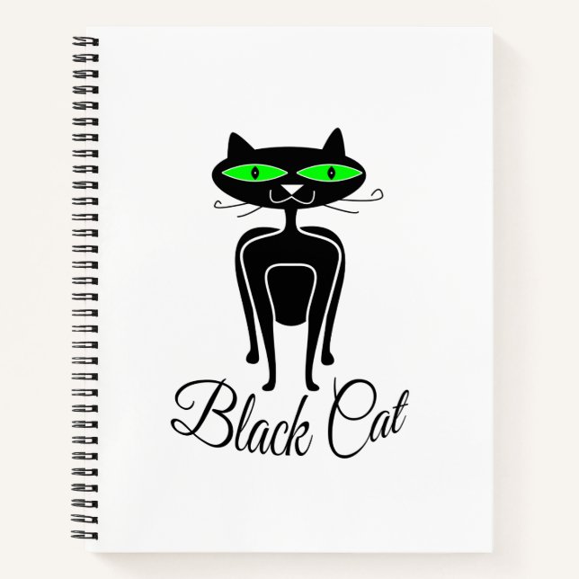 Carnet Chat noir aux yeux verts (Devant)