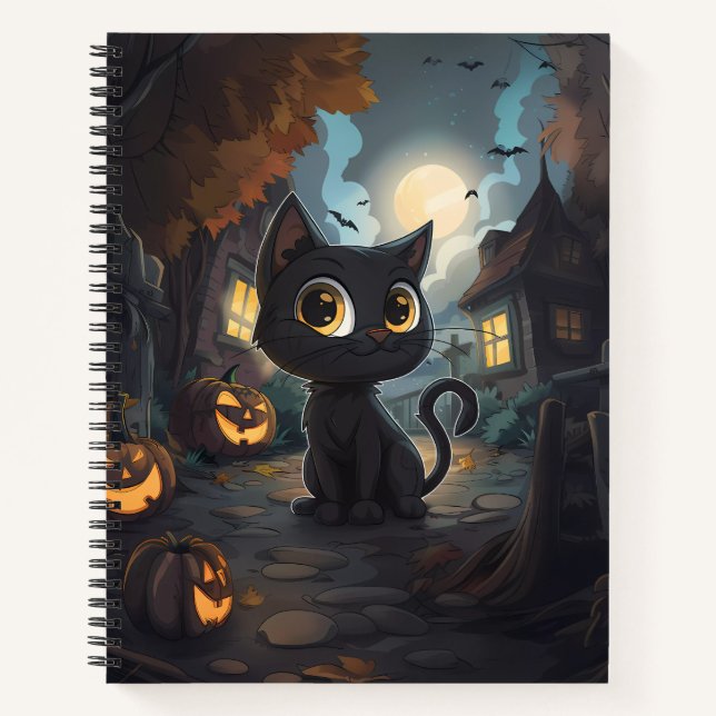 Carnet Chat noir avec Jack-o-Lanterns d'Halloween (Devant)