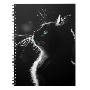 Carnet Chat noir brillant à l'oeil bleu