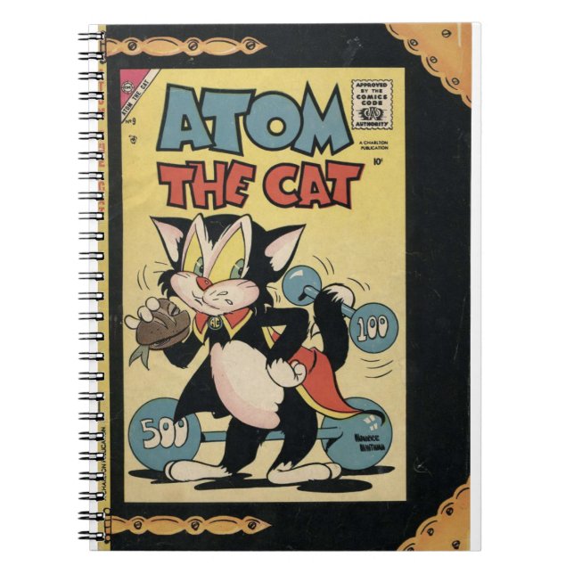 Carnet Chat noir - Cartoon de chat Superhero - Atom Chat (Devant)