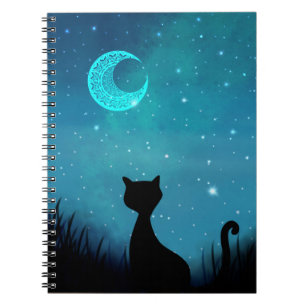 Carnet chat noir ciel étoilé