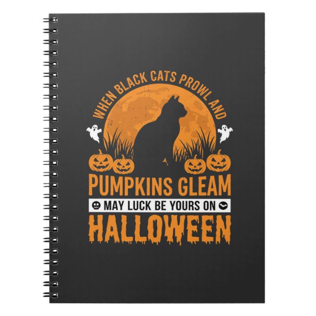 Carnet Chat noir citrouille lune design Halloween_1 (Devant)