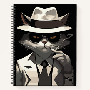 Carnet Chat Noir Cool : Félin Souriant et Mystérieux