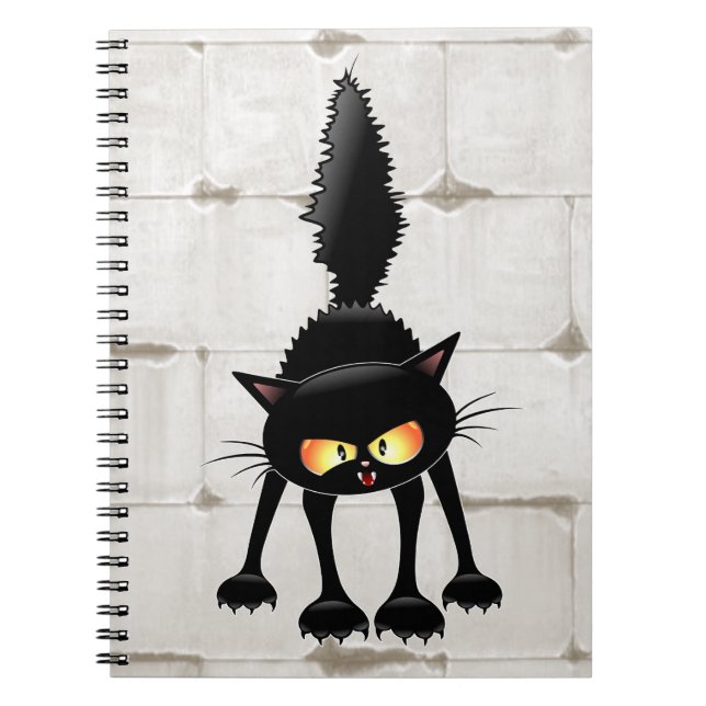 Carnet Chat noir de dessin animé drôle et féroce  (Devant)