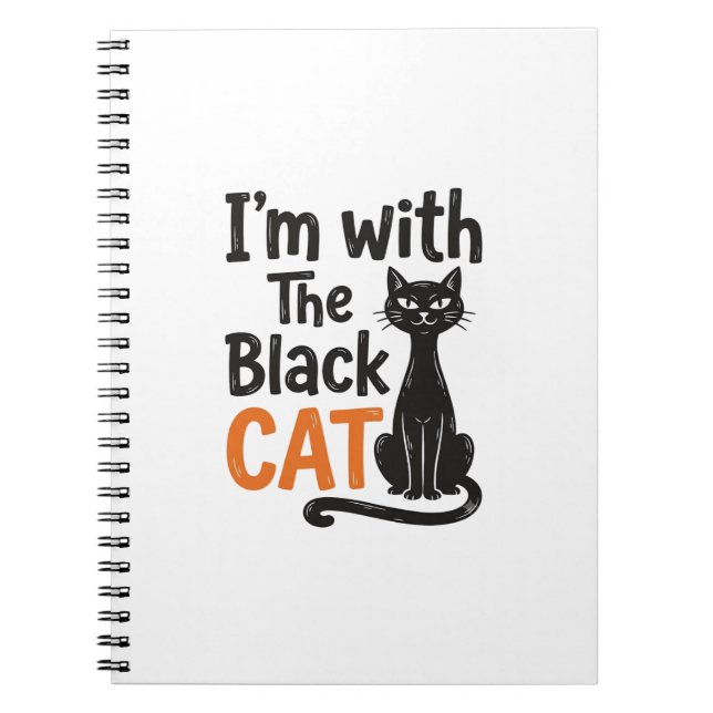 Carnet Chat noir drôle gravure vintage Halloween Design (Devant)