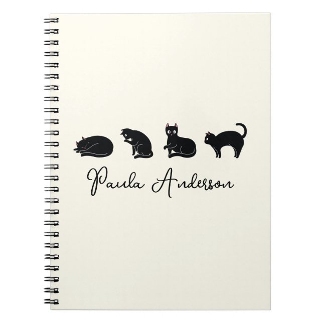 Carnet Chat noir drôle mignon personnalisable (Devant)