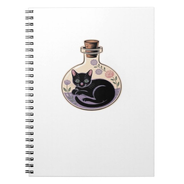 Carnet Chat noir en bouteille de potion T-shirt classique (Devant)
