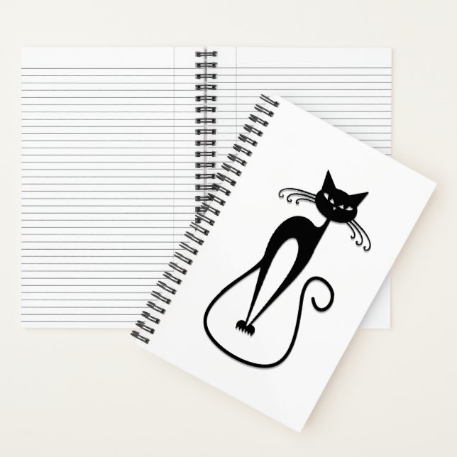Carnet Chat noir maigre fantaisiste (À l'intérieur)