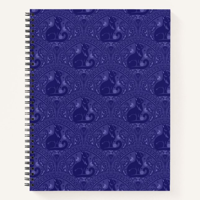 Carnet Chat noir mystique en violet cool (Devant)