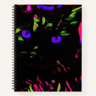 Carnet Chat noir néon aux yeux lumineux