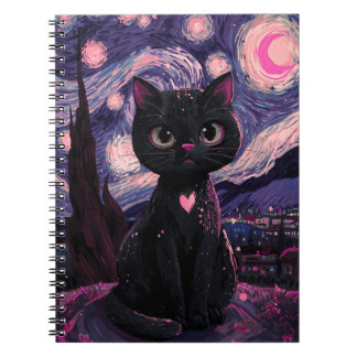 Carnet Chat Noir Nuit Étoilée | Céleste Enchanté