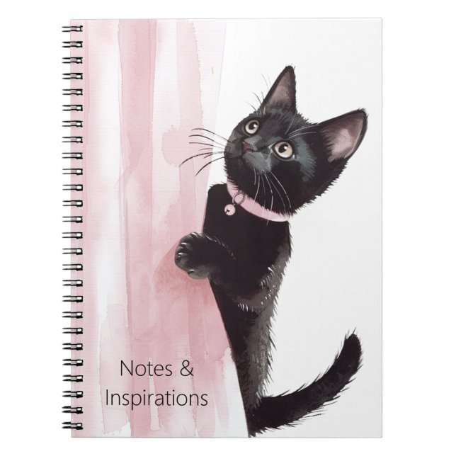 Carnet Chat Noir Rideau Rose (Devant)