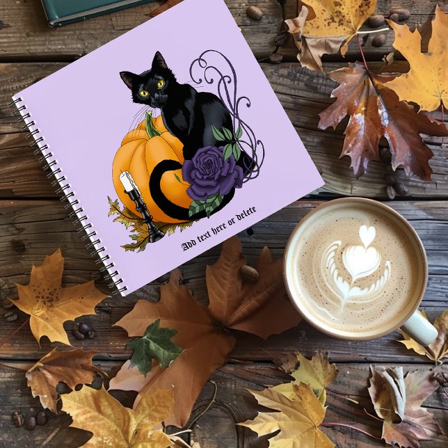 Carnet Chat noir Rose pourpre Citrouille Citrouille (Créateur téléchargé)