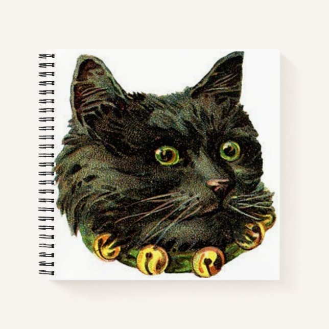 Carnet Chat noir victorien avec col de cloche (Devant)