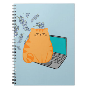 Carnet Chat orange travailleur
