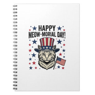 Carnet Chat patriotique Meow-morial Day Conception vector