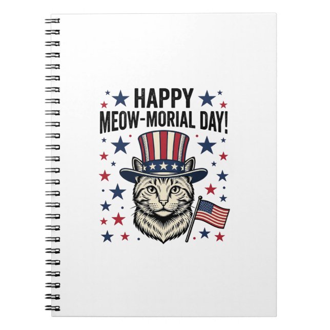 Carnet Chat patriotique Meow-morial Day Conception vector (Devant)