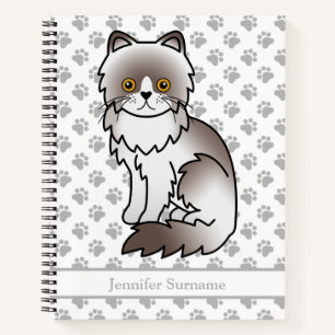 Carnet Chat persan bicolore lilas mignon & texte personna