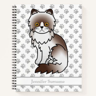 Carnet Chat Persan Chocolat Bicolore Mignon & Texte Perso