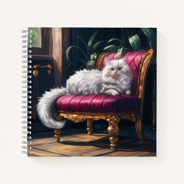 Carnet Chat perse blanc (Devant)