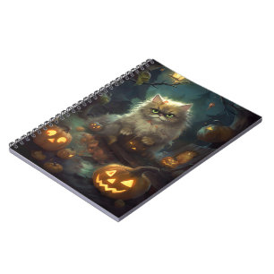 Carnet Chat perse d'Halloween avec effroi Citrouille