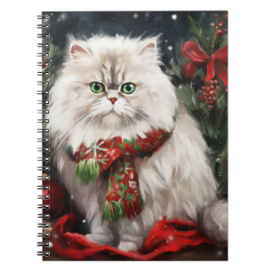 Carnet Chat perse en Noël de neige
