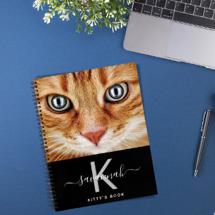 Carnet Chat photo personnalisée noir blanc monogramme
