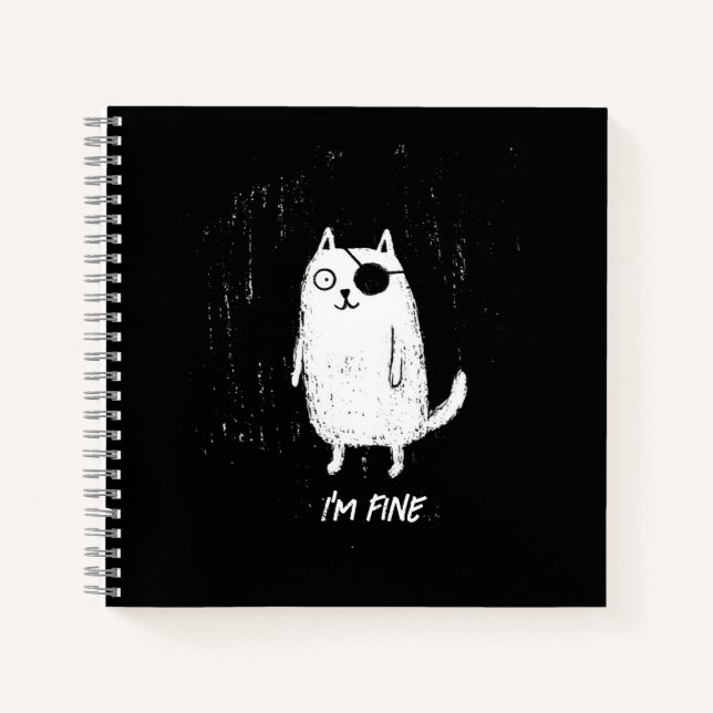 Carnet Chat Pirate – Art Minimal et Drôle de Chat (Devant)