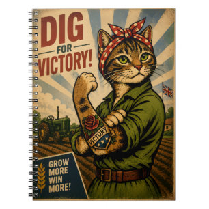 Carnet Chat Pop Art Vintage Fille de la Terre WW2 Rétro