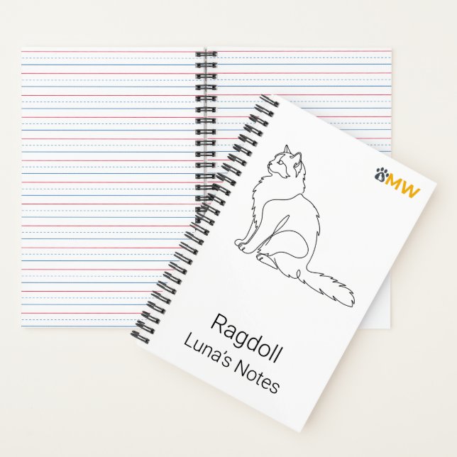 Carnet Chat Ragdoll Minimaliste Nom Personnalisé  (À l'intérieur)