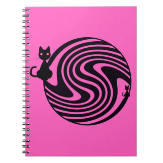 Carnet Chat Rétro - Tourbillon Psychedélique Rose