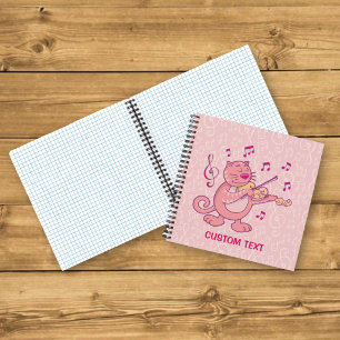 Carnet Chat rose avec violon