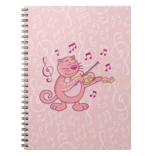 Carnet Chat rose avec Violon