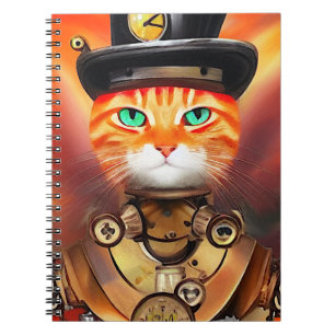 Carnet Chat roux tigré Steam Punk 
