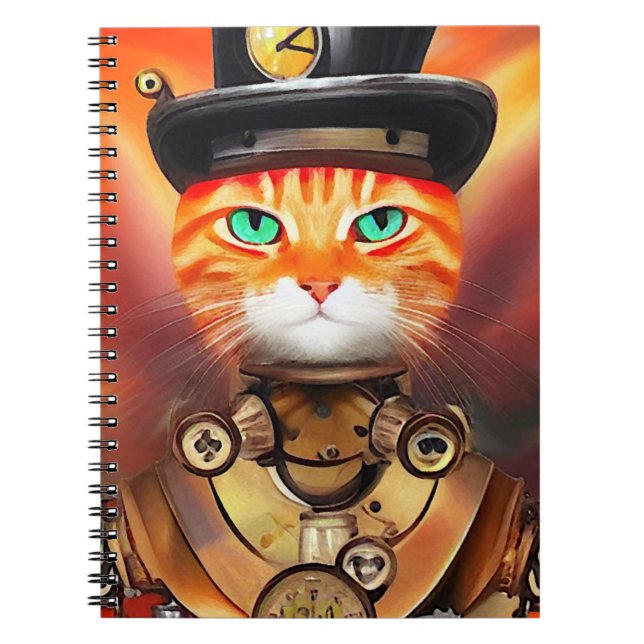 Carnet Chat roux tigré Steam Punk  (Devant)
