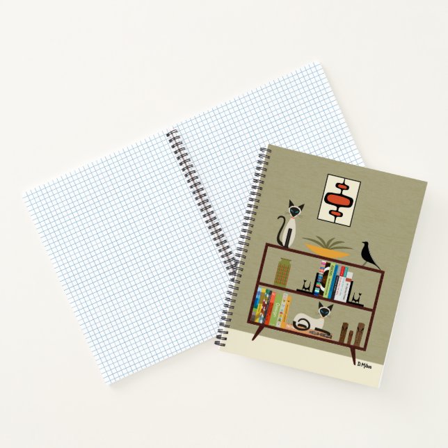 Carnet Chat siamais du milieu du siècle sur la boite (Intérieur)