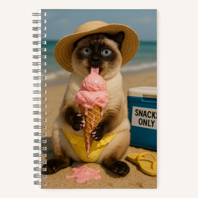 Carnet Chat siamois à la plage  (Recto)