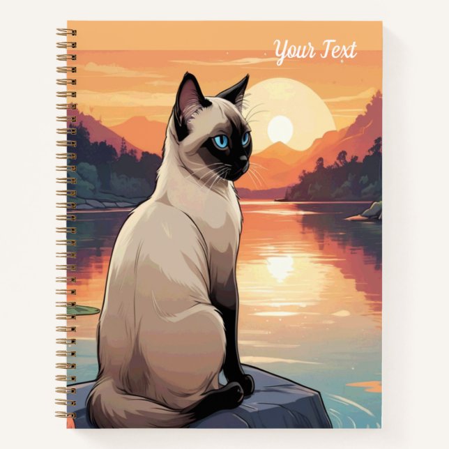 Carnet Chat siamois au bord d'un lac (Devant)