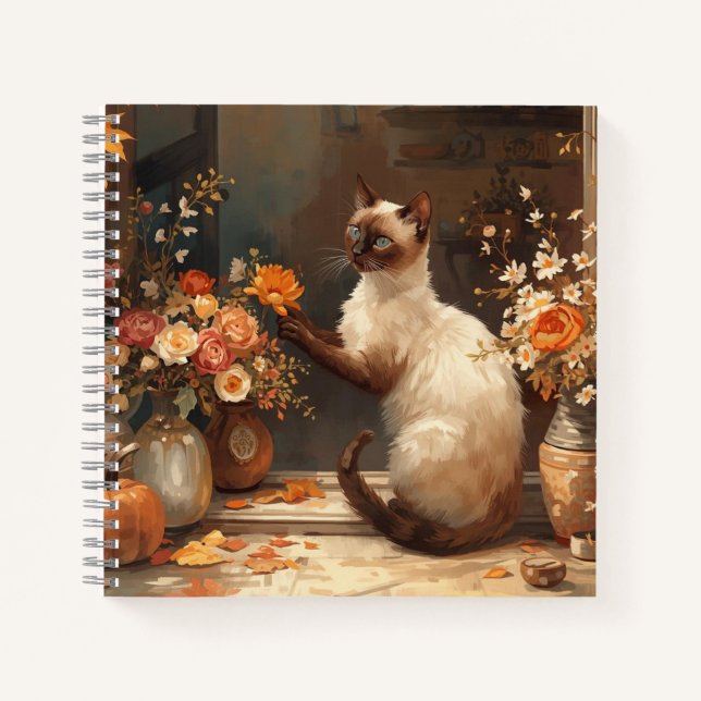 Carnet Chat siamois d'automne pour Thanksgiving (Devant)