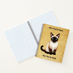 Carnet Chat Siamois Sur Vieux Papier