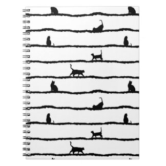 Carnet Chat Silhouette rayures Abstrait main tiré Motif