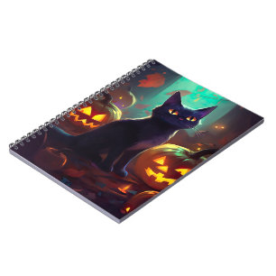 Carnet Chat Smoking Tuxedo d'Halloween avec des Citrouill